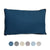 A large Pillowtex Dream in Color Down-Alternative Pillow, Final Sale, features a dark blue cover with black piping and sits on a white background. Six small color swatches show options: blue, gray, beige, mauve, light blue, and white.